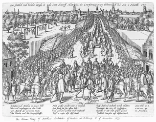 Der feierliche Einzug von Matthias Erzherzog von Österreich in Antwerpen, 2. November 1577